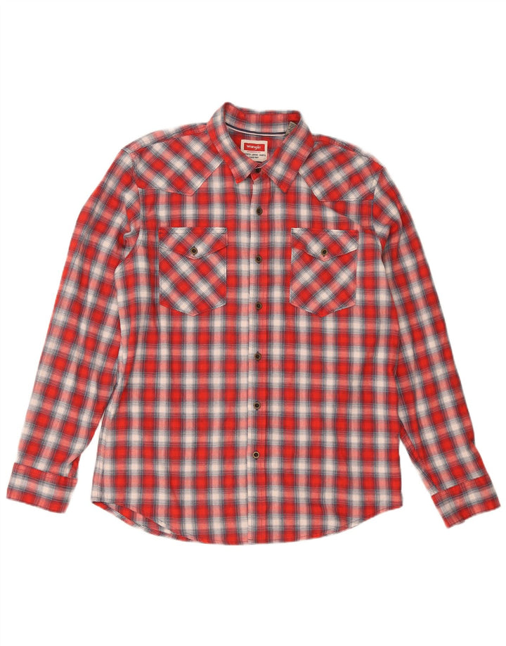 Camicia da uomo in flanella Wrangler, cotone a quadri rossi grandi