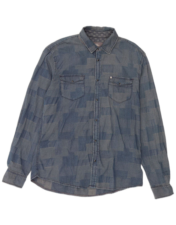 Camicia da uomo Gaudi 2XL Cotone patchwork blu