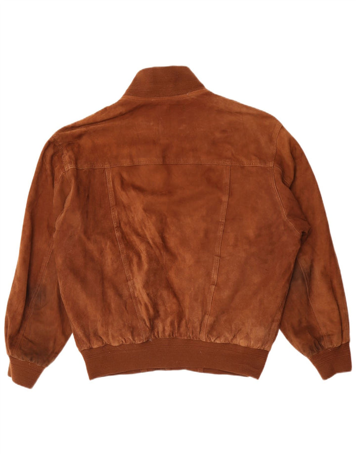 Bomber da uomo in pelle scamosciata vestibilità ampia Essebi EU 46 piccola pelle marrone