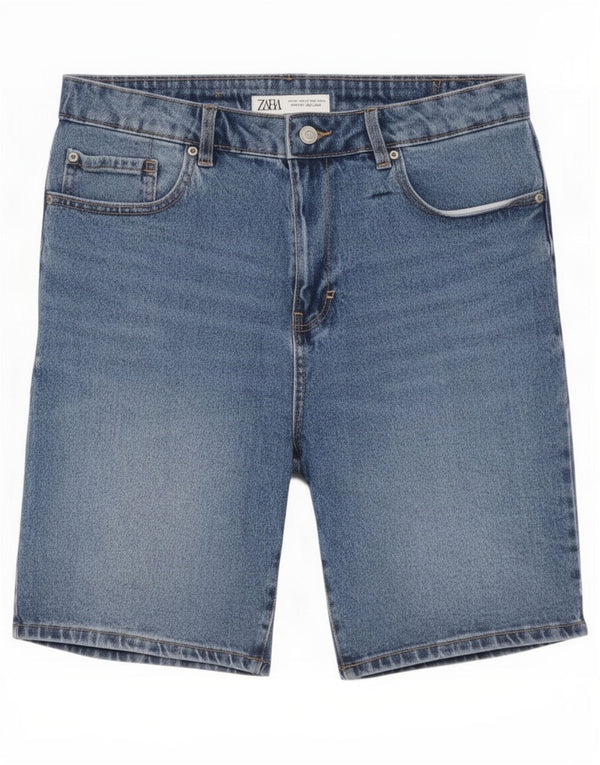 Pantaloncini di jeans da uomo Zara EU 42 Large W32 cotone blu
