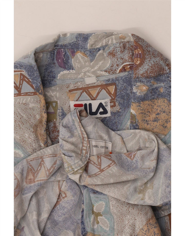 Camicia a maniche corte da uomo FILA 2XL in cotone floreale multicolore