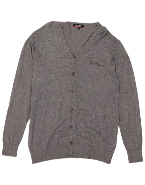Maglione cardigan da uomo Pierre Cardin grande in viscosa grigia