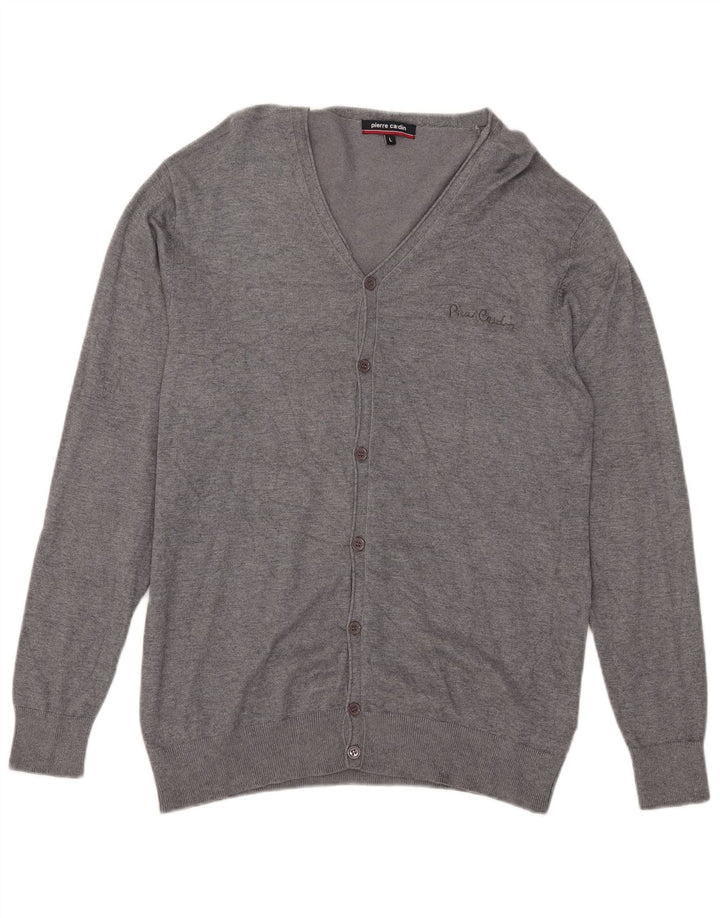 Maglione cardigan da uomo Pierre Cardin grande in viscosa grigia