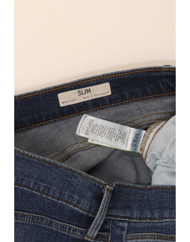 Jeans slim da uomo Marks & Spencer W34 L31 cotone blu