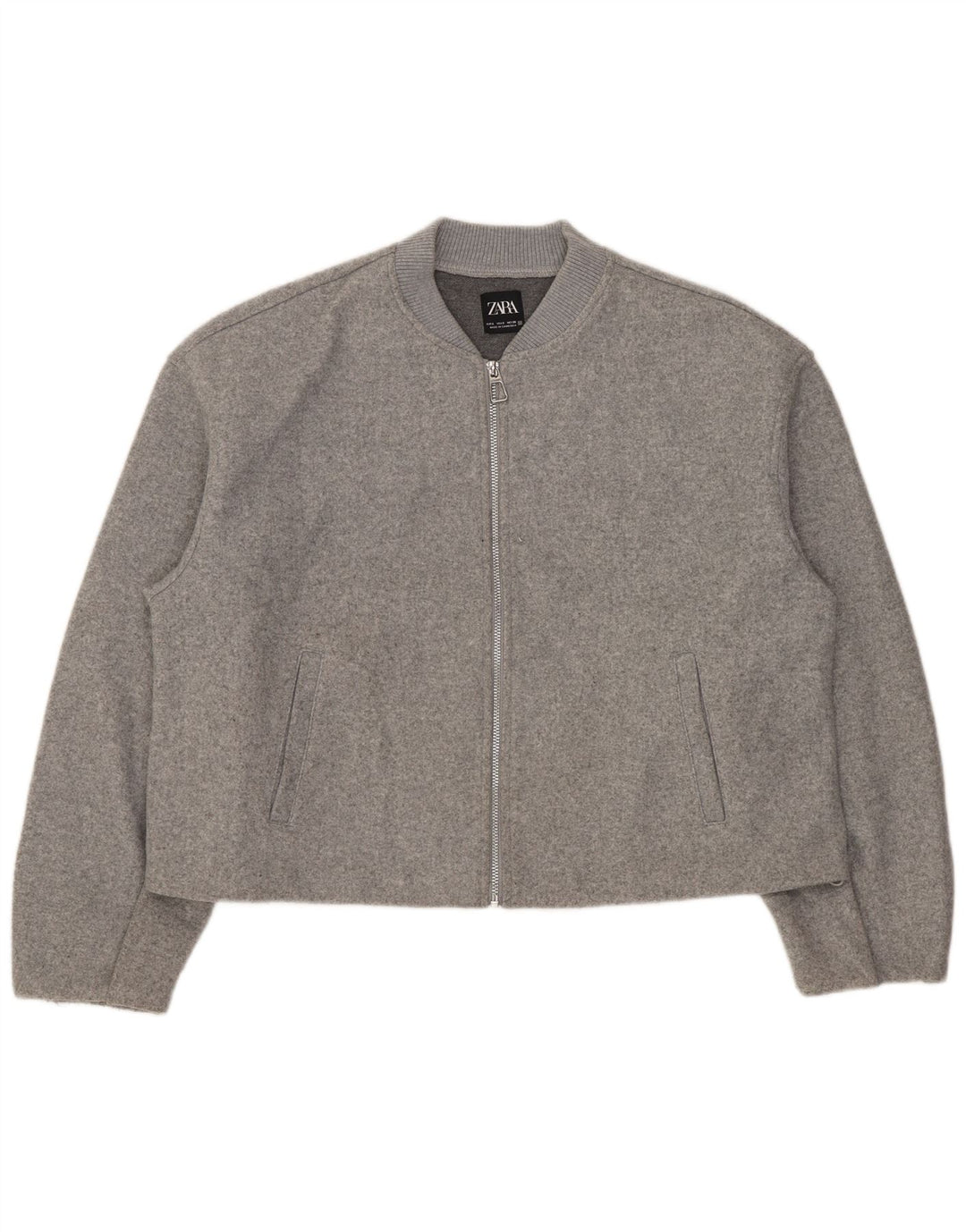 Giubbotto bomber oversize corto da donna Zara UK 10 piccolo poliestere grigio