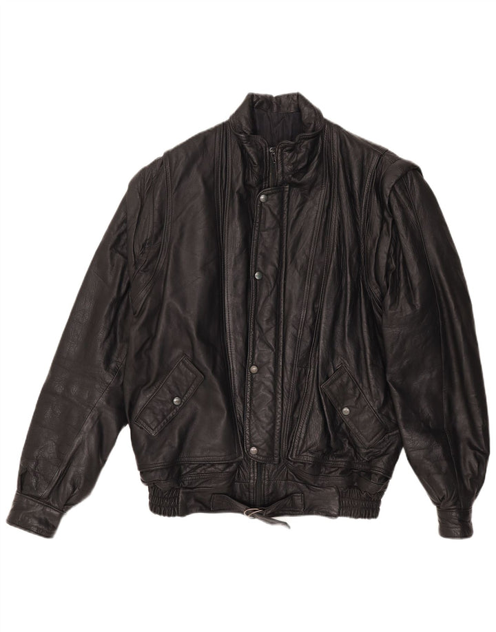 Giacca in pelle vintage da uomo UK 40 grande in pelle nera