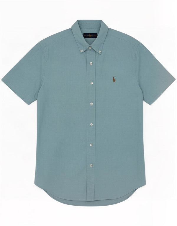 Camicia a maniche corte da uomo Ralph Lauren piccola in cotone blu