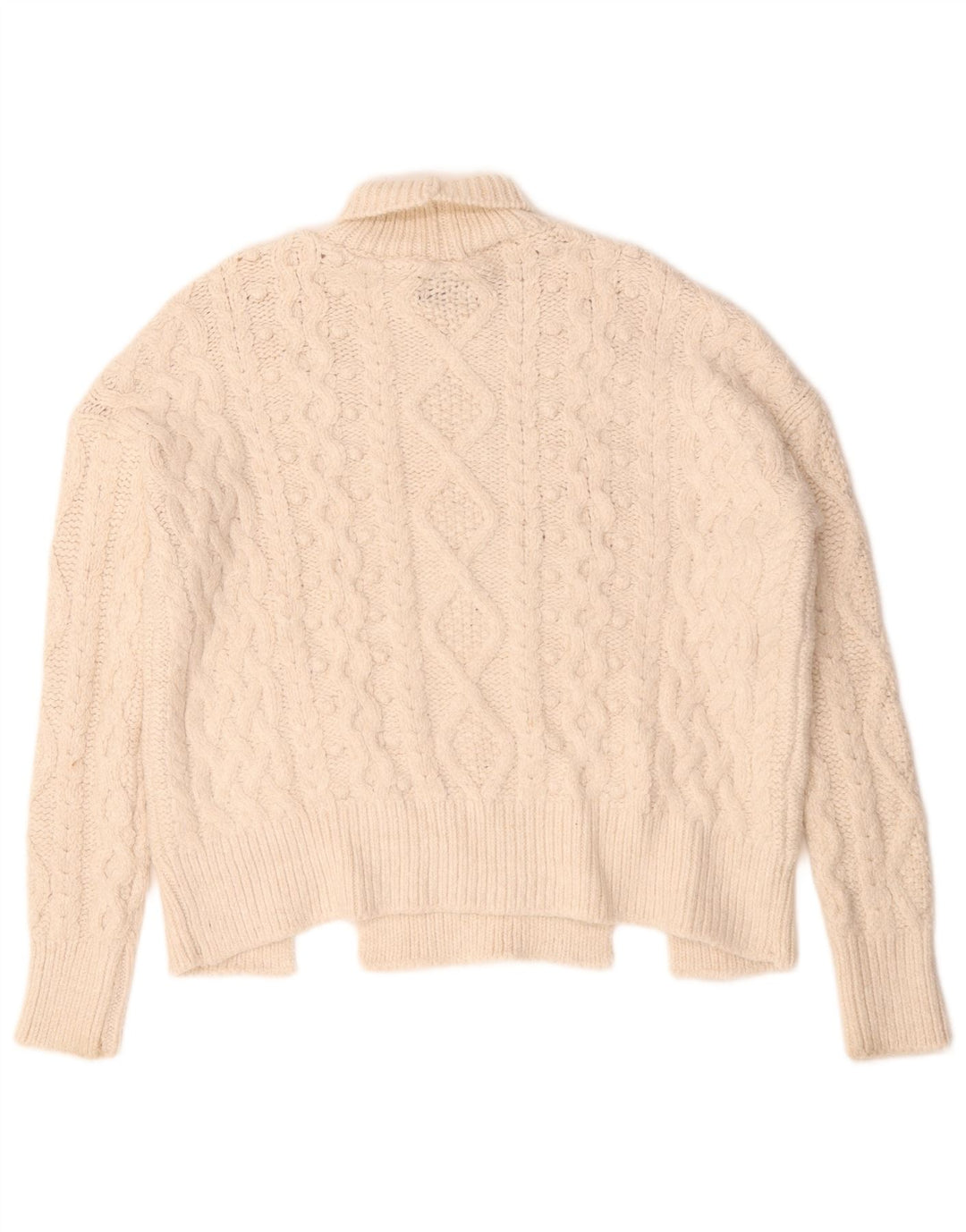 Maglione a collo alto oversize da donna Zara UK 10 piccolo acrilico beige