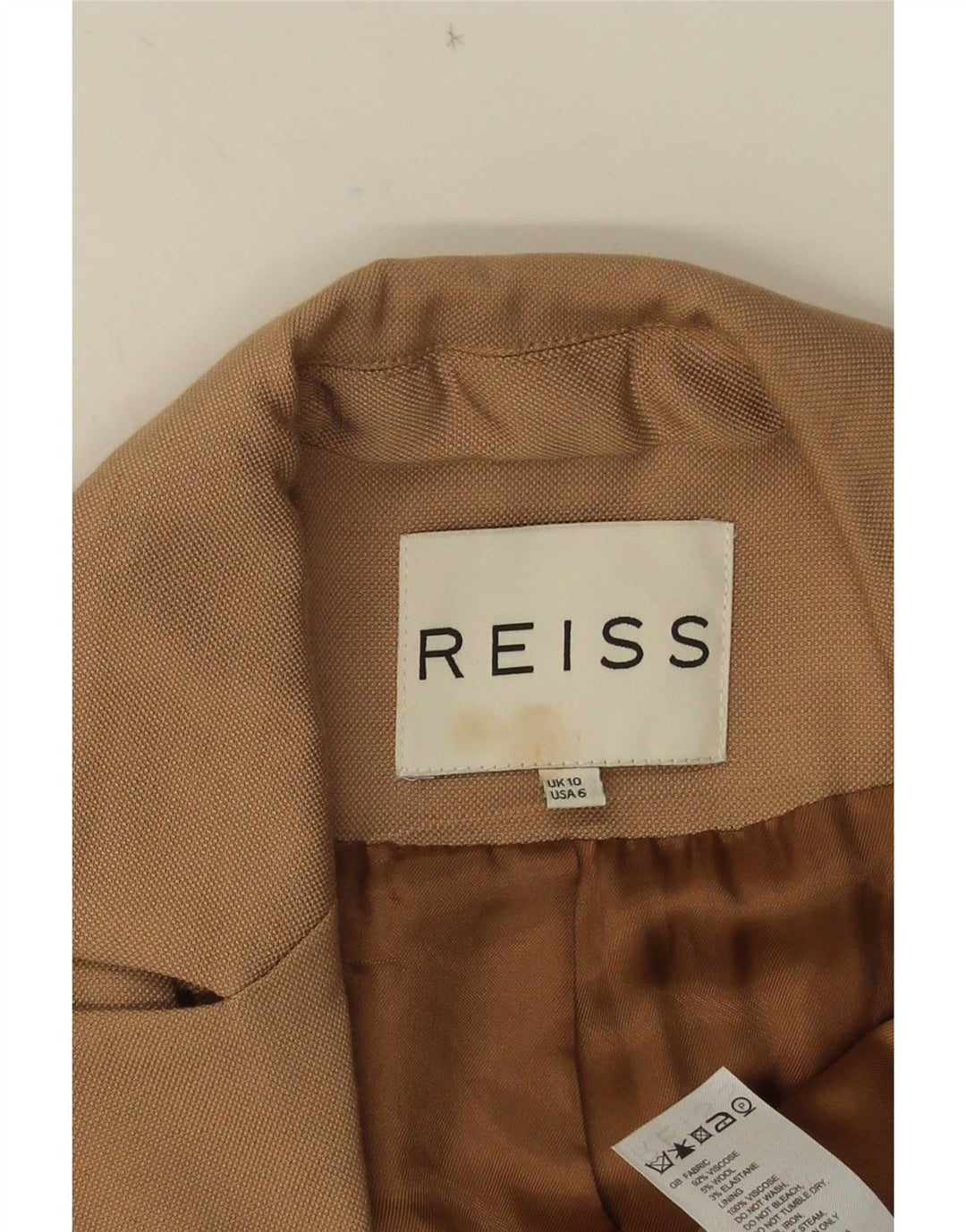 Giacca blazer da donna a 1 bottone Reiss UK 10 piccola viscosa beige
