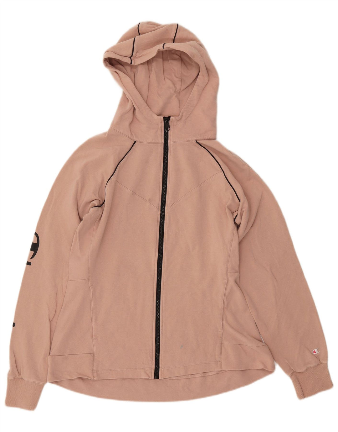 Felpa con cappuccio e zip grafica da donna CHAMPION UK 18 XL Rosa