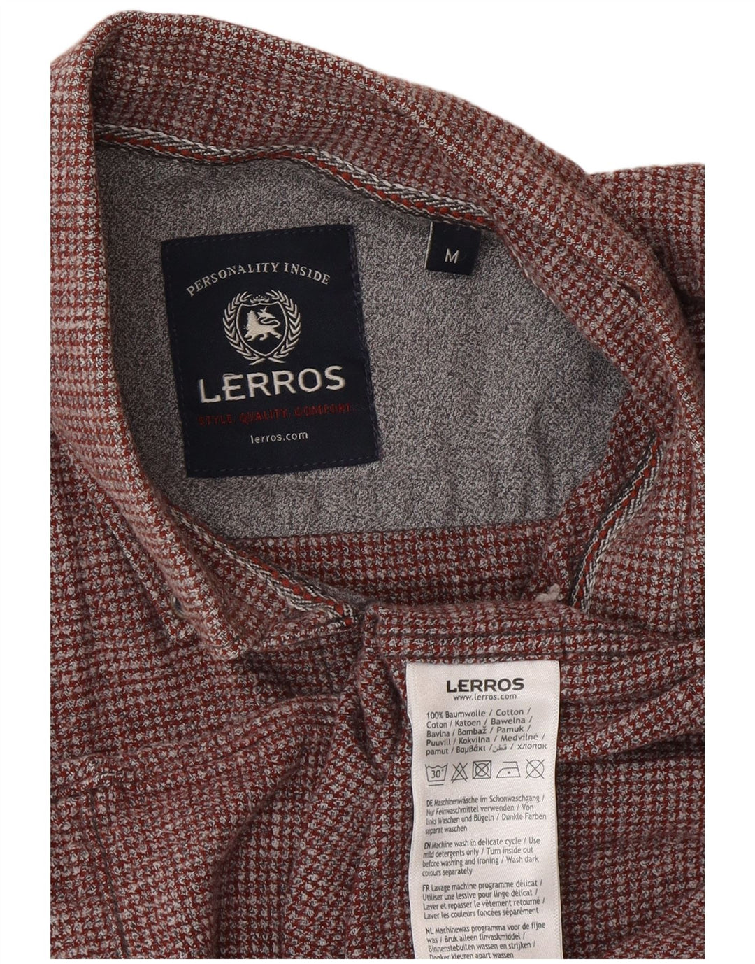 Camicia da uomo classica Lerros in cotone a quadri bordeaux medio