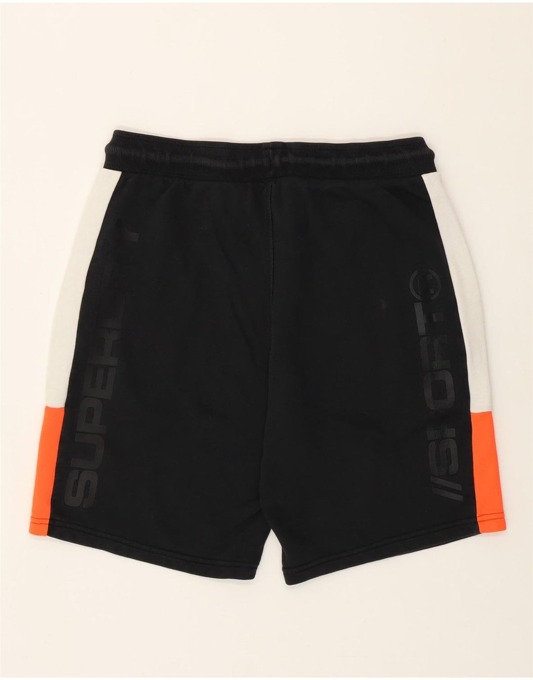 Pantaloncini sportivi grafici da uomo SUPERDRY grandi in cotone color block nero