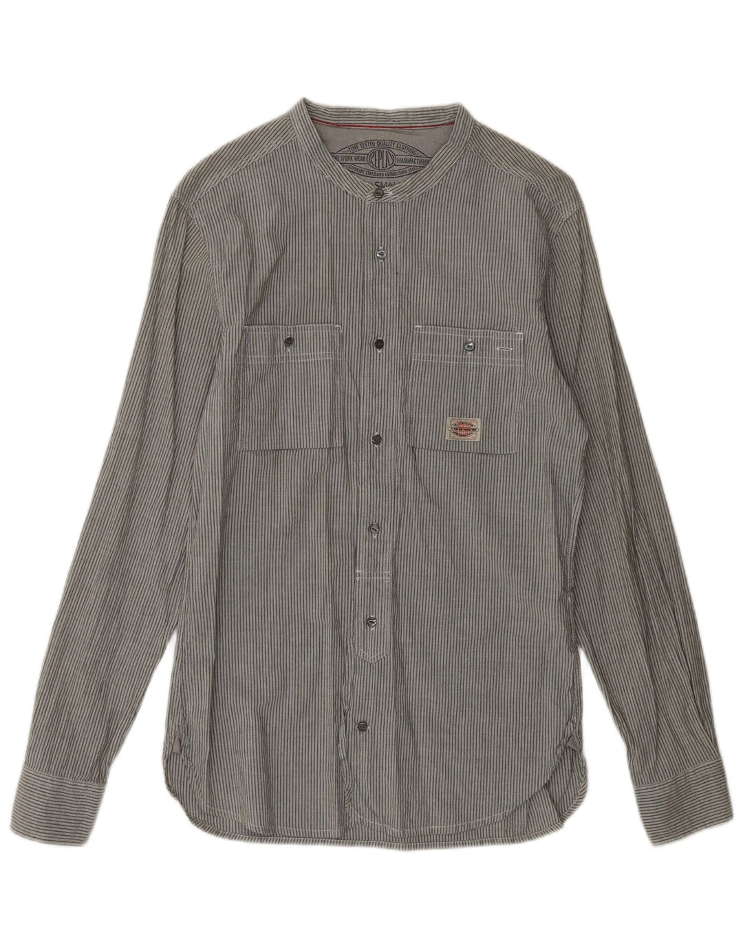 REPLAY Camicia Uomo Piccola Cotone Gessato Grigio