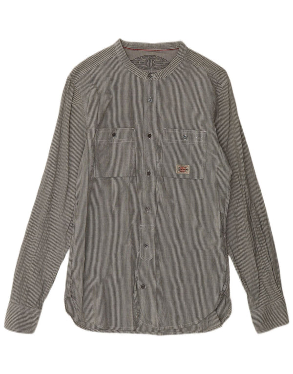 REPLAY Mens Shirt Small Grey Pinstripe Cotton