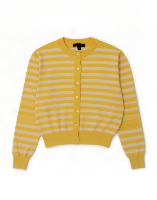 Maglione cardigan da donna Zara UK 14 Viscosa a righe gialle medie