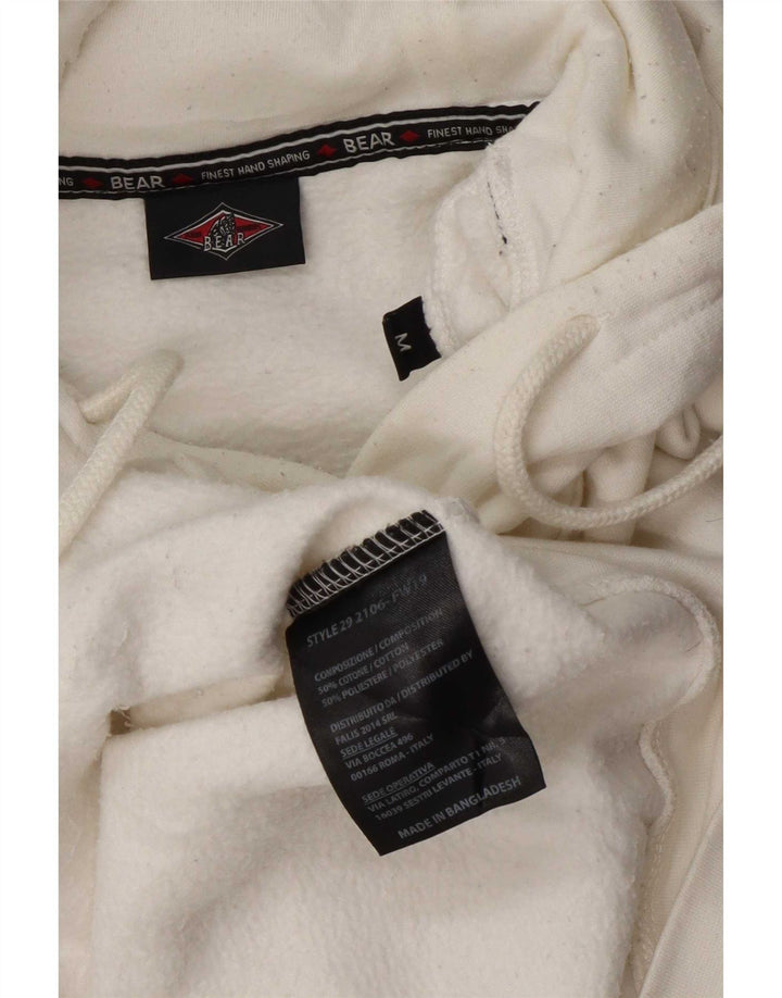 Maglione con cappuccio grafico da uomo Bear in cotone bianco medio
