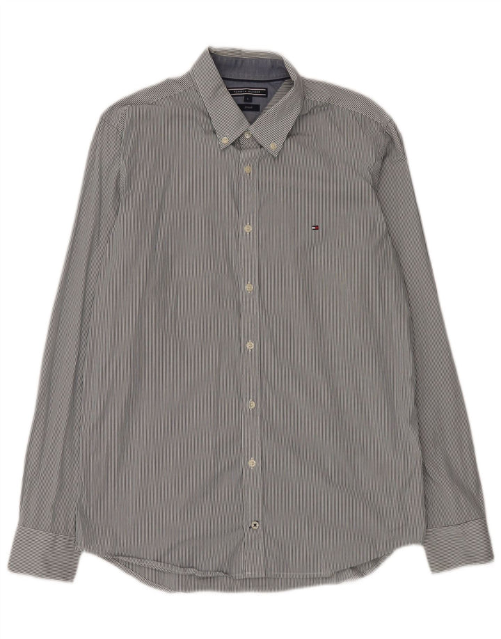 TOMMY HILFIGER Camicia da uomo grande in cotone gessato blu