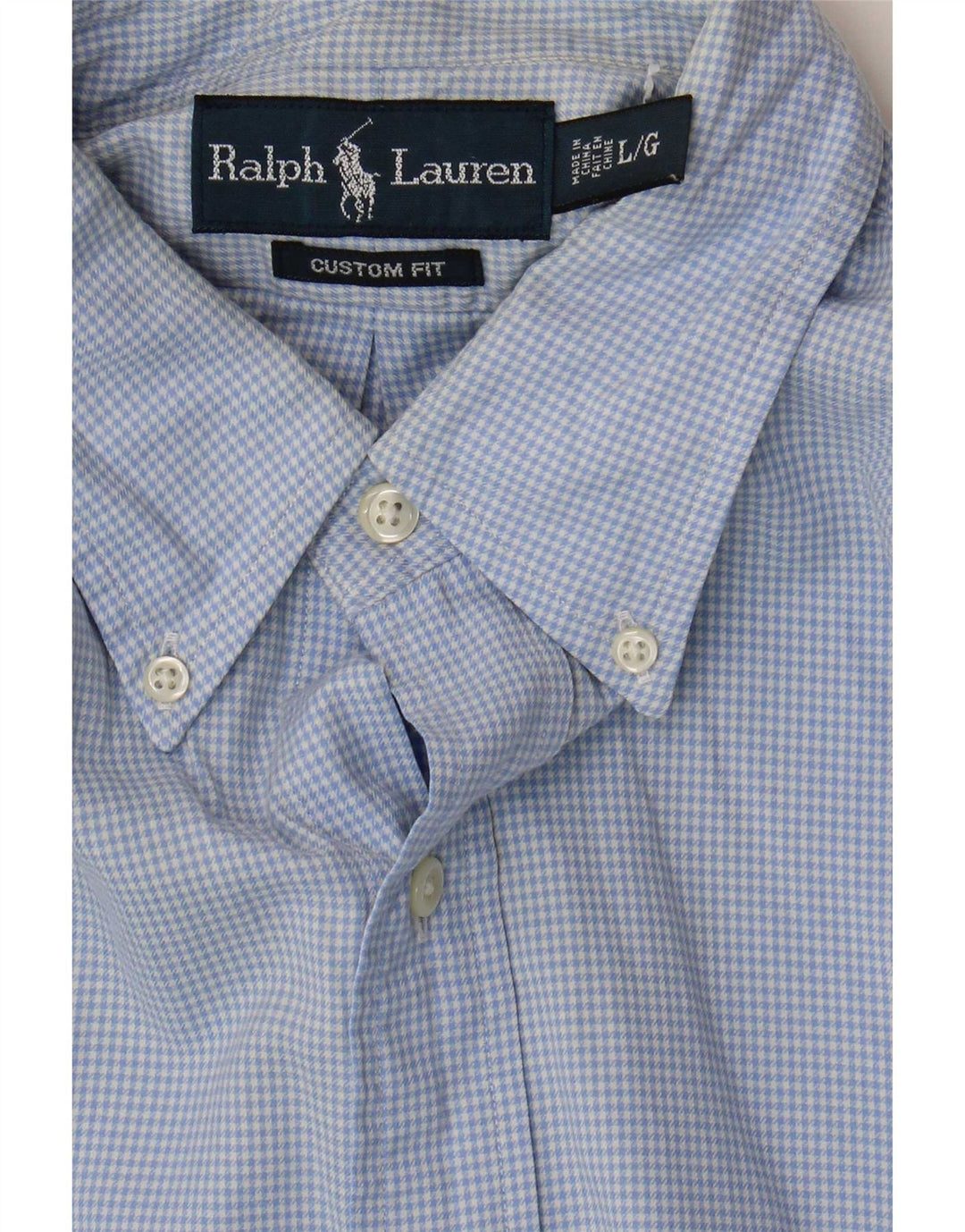 Camicia Ralph Lauren da uomo su misura, cotone a quadri blu grandi
