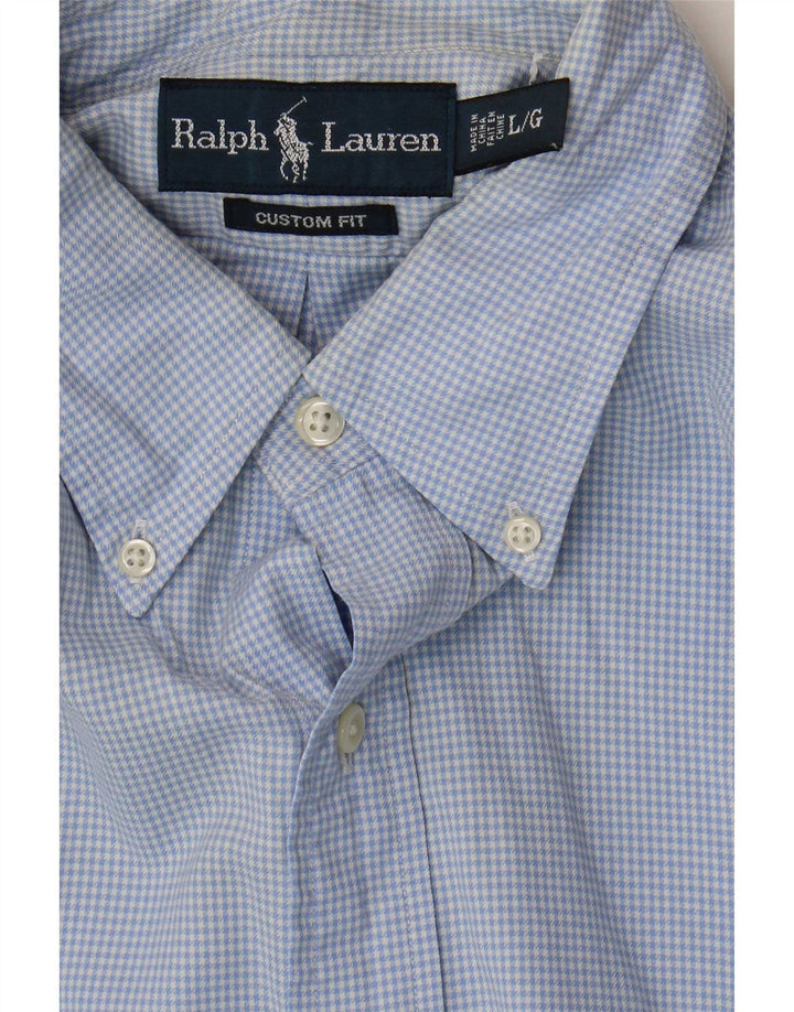 Camicia Ralph Lauren da uomo su misura, cotone a quadri blu grandi