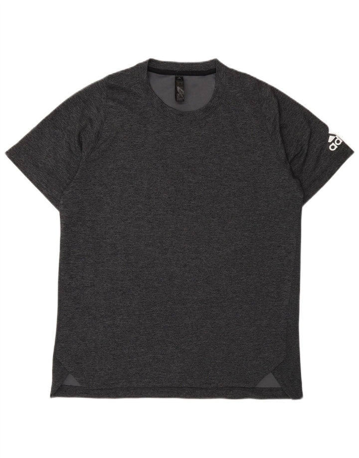 T-shirt grafica da uomo Adidas Top in poliestere chiazzato grigio medio