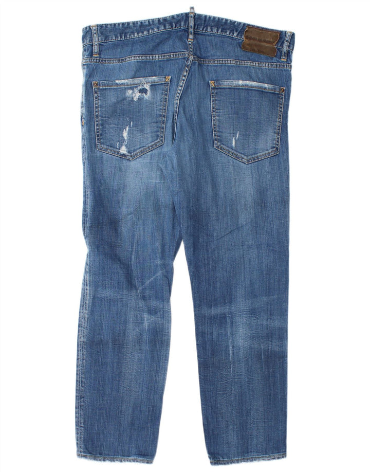 Jeans slim invecchiati da uomo Dsquared2 IT 52 XL W38 L28 cotone blu