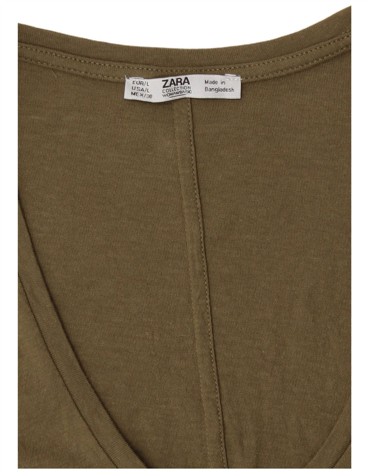 T-shirt Zara da donna Top UK 16 grande kaki