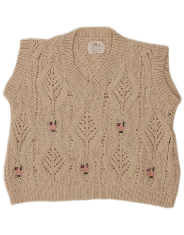 Canottiera Zara per ragazze 11-12 anni Beige floreale in acrilico