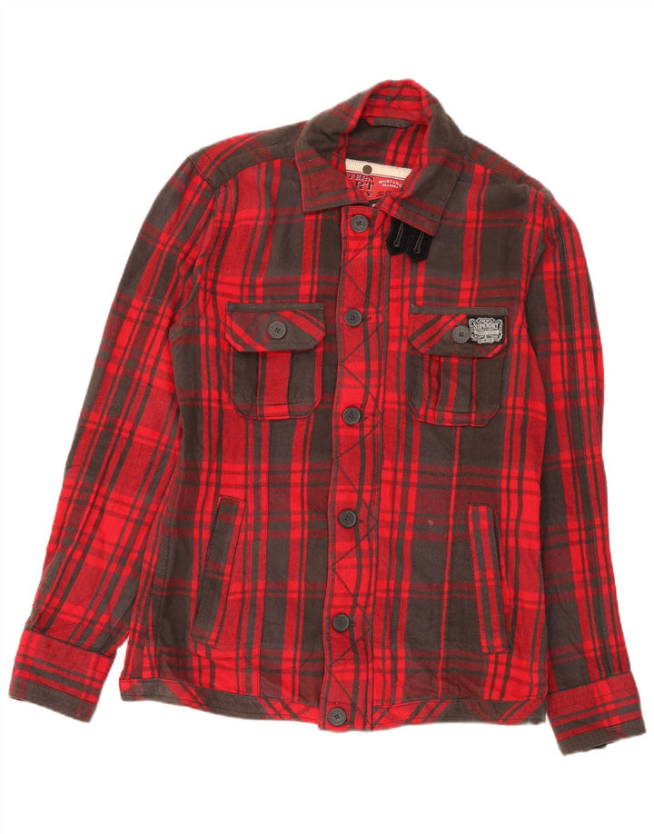 Giacca utility da uomo Superdry UK 42 XL cotone a quadri rossi