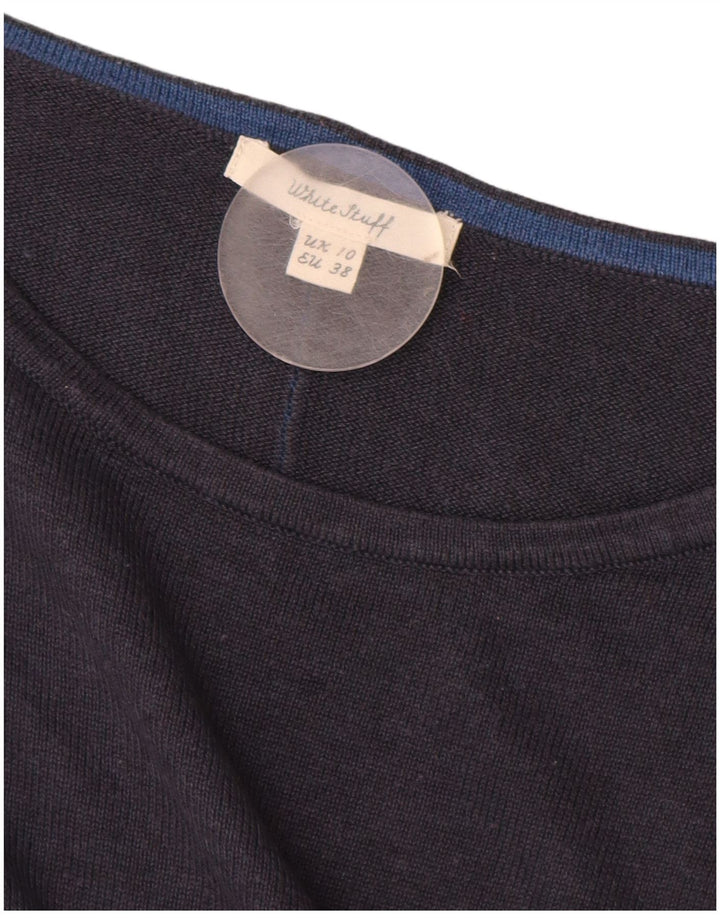 WHITE STUFF Maglione da donna con scollo a barchetta UK 10 Piccolo blu navy