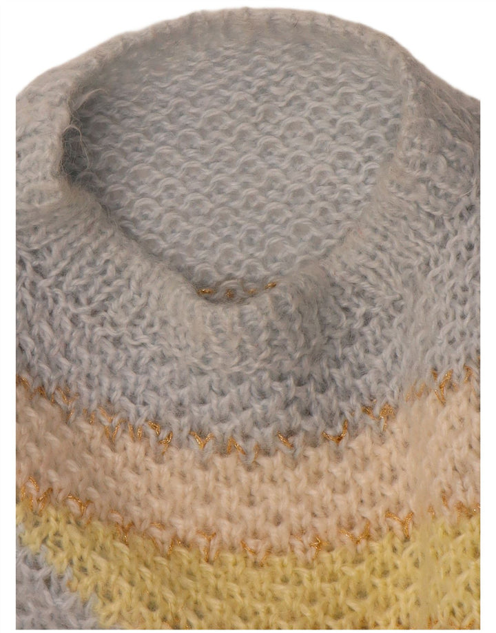 Maglione maglione girocollo da donna vintage UK 16 grande blocco di colore blu