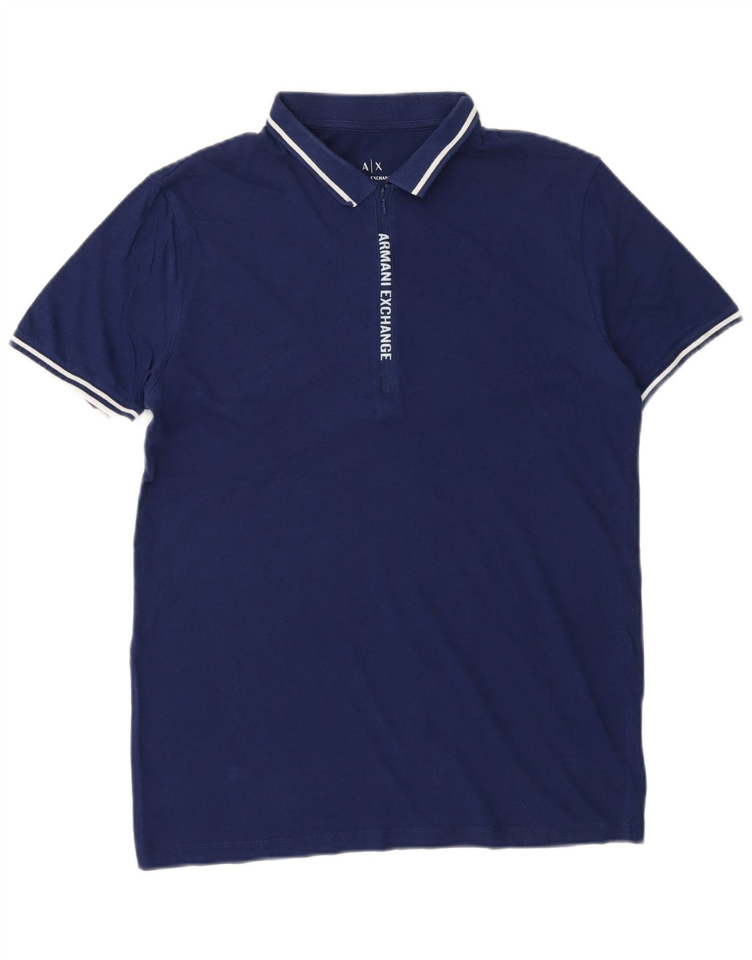ARMANI EXCHANGE Mens Graphic Polo Shirt Small Navy Blue Cotton