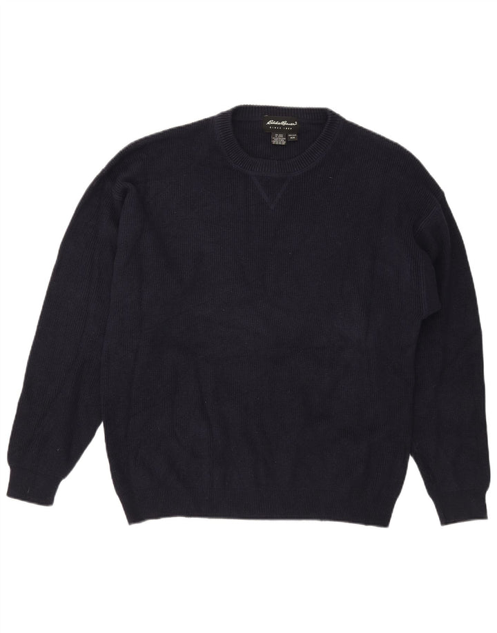Maglione maglione girocollo da uomo Eddie Bauer in cotone blu navy medio