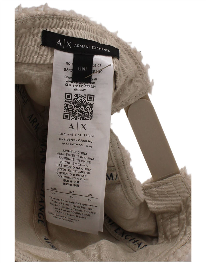 Berretto da baseball in pile da uomo Armani Exchange, taglia unica, in poliestere bianco sporco