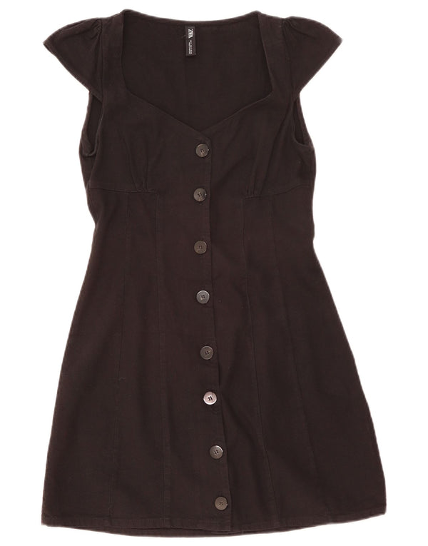 Abito camicia da donna Zara UK 8 piccolo in cotone nero