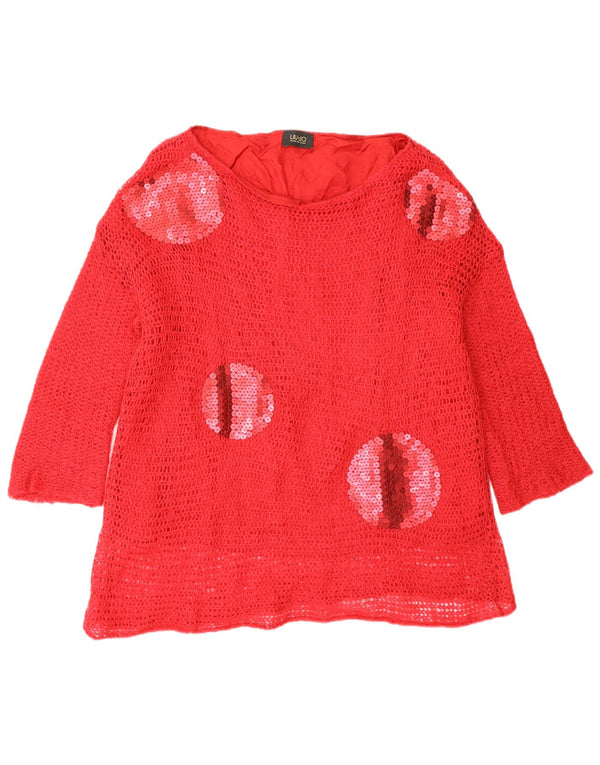 Top all'uncinetto da donna Liu Jo manica 3/4 IT 42 Acrilico rosso medio