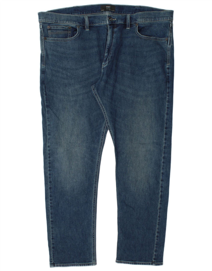 Jeans slim da uomo Marks & Spencer W42 L29 cotone blu