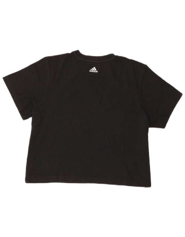 Adidas Womens Crop Graphic T-Shirt Top UK 12/14 Medium Black