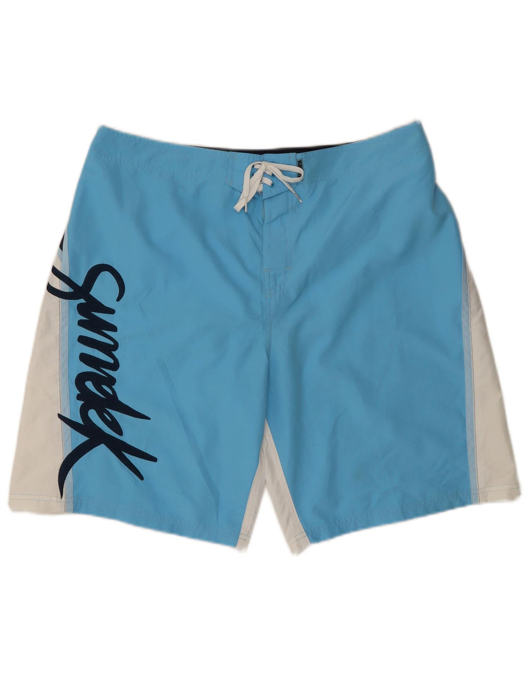 Pantaloncini da bagno grafici da uomo SUNDEK grandi in poliestere color block blu