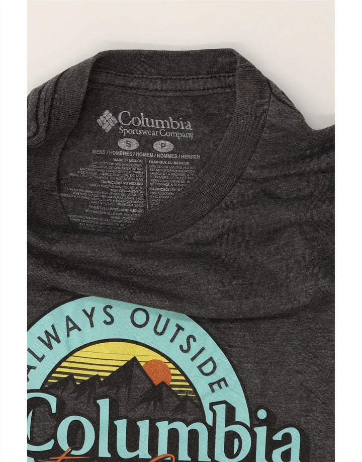 COLUMBIA Mens Graphic T-Shirt Top Small Grey Cotton Vintage Columbia and Second-Hand Columbia from Messina Hembry 
