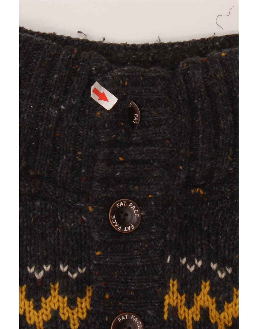 Maglione da uomo con collo abbottonato Fat Face Lana Fair Isle grigio medio