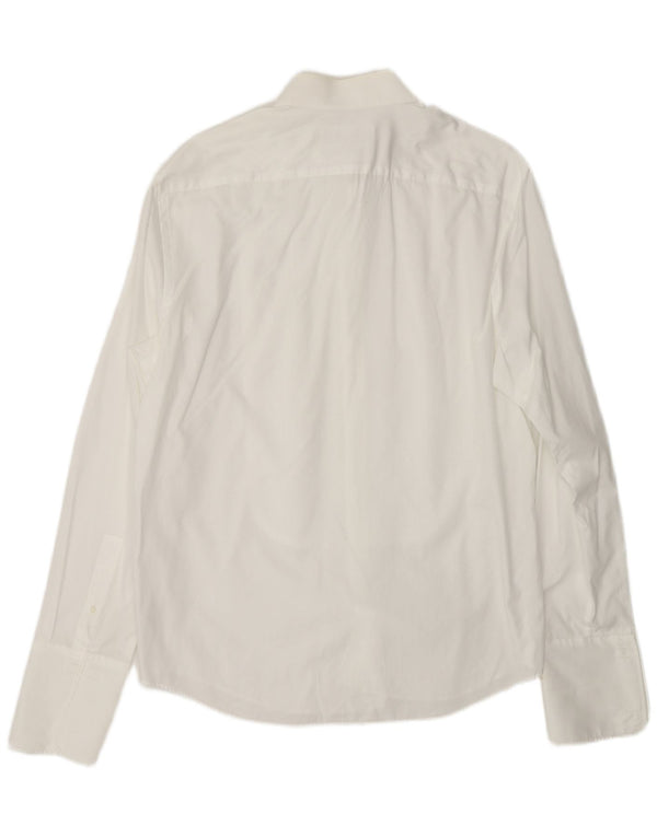 PIERRE CARDIN Camicia formale da uomo taglia 16 grande cotone gessato bianco