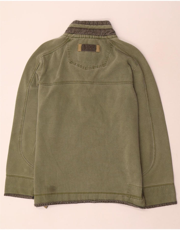 FAT FACE Felpa da uomo con collo abbottonato, maglione grande, cotone kaki