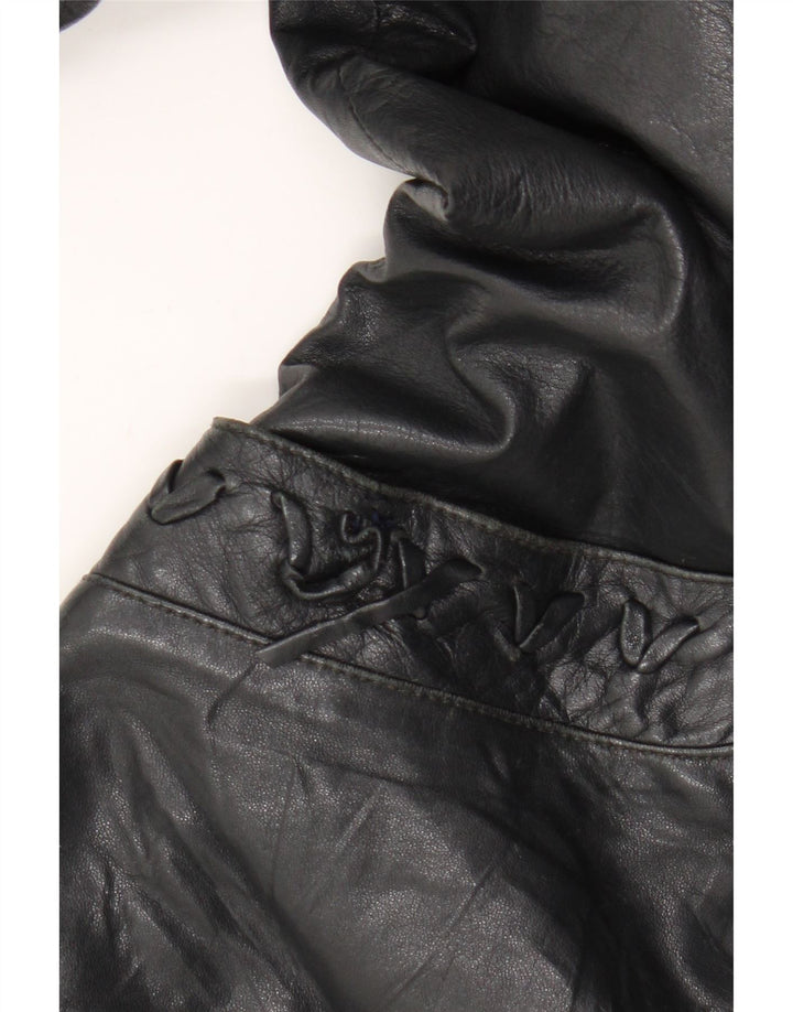 Giacca in pelle da donna vintage IT 46 grande in pelle nera