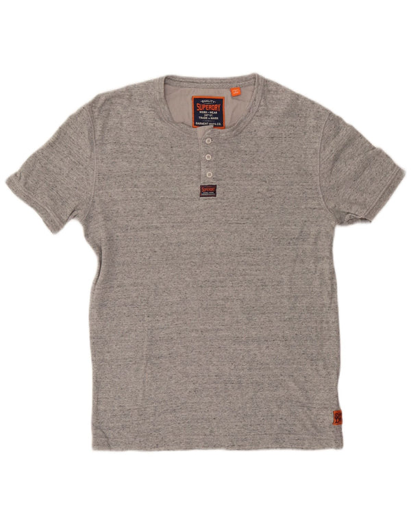 T-shirt da uomo Superdry Top grande in cotone chiazzato grigio