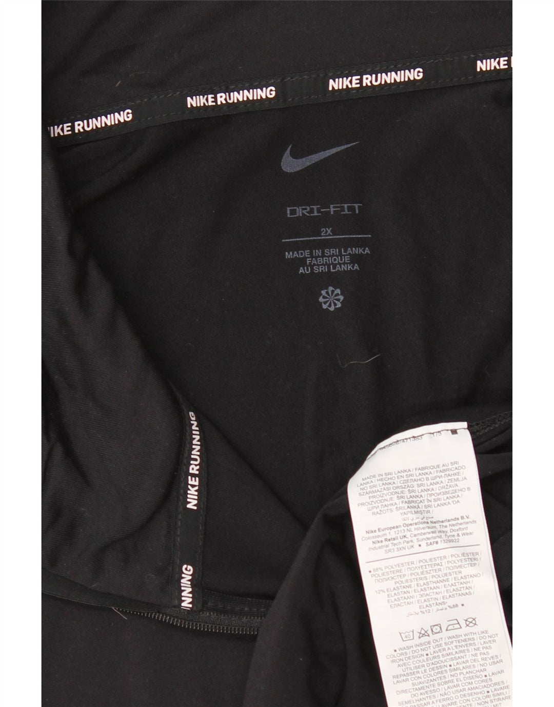 Maglia da running Nike da uomo con collo e zip a maniche lunghe 2XL poliestere nero