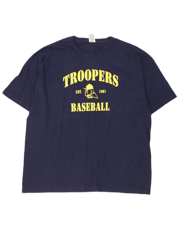 T-shirt grafica da baseball da uomo Troopers Russell Athletic Top 2XL Blu navy