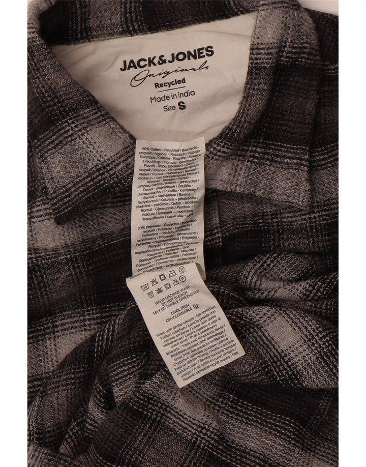 Camicia da uomo in flanella a quadri Jack & Jones piccola in cotone grigio