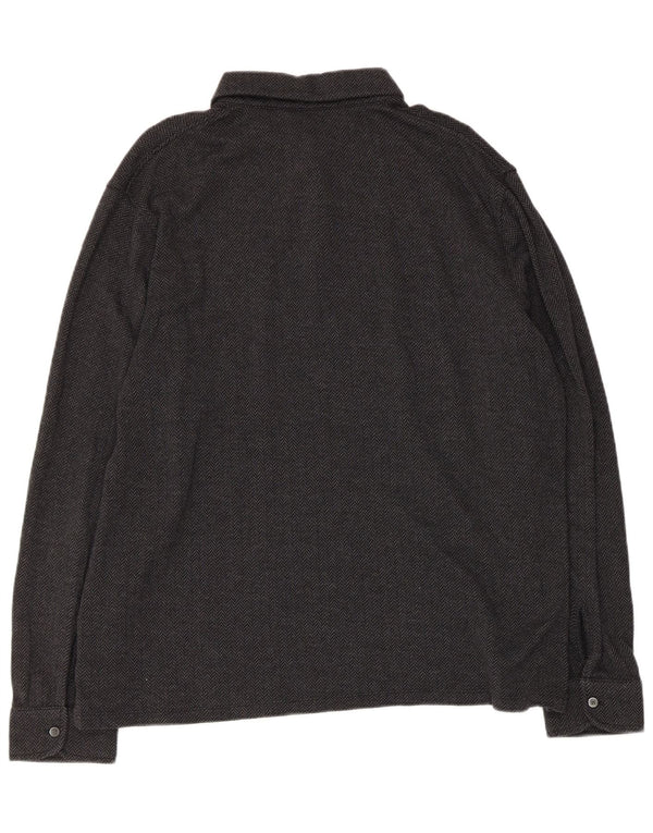 Camicia pullover autografata da uomo Marks & Spencer XL cotone nero a spina di pesce