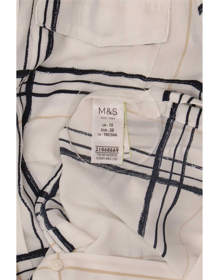 Camicia oversize da donna Marks & Spencer UK 10 piccolo poliestere scozzese bianco
