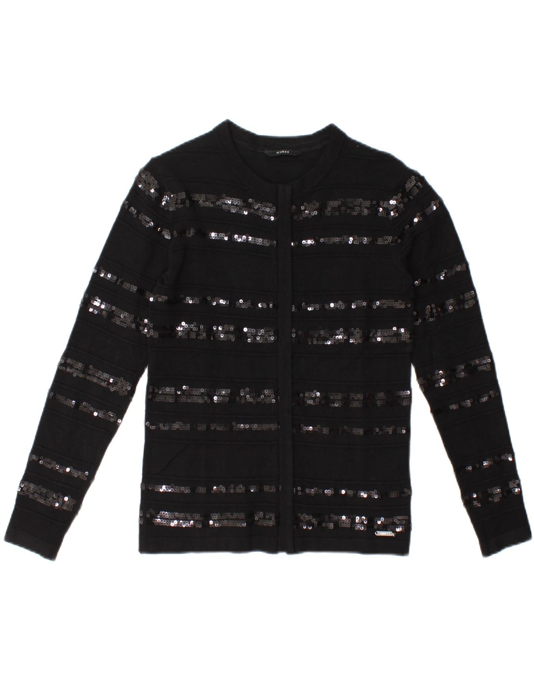 GUESS Womens Cardigan Sweater UK 12 Medium Black Polyamide Vintage Guess and Second-Hand Guess from Messina Hembry 
